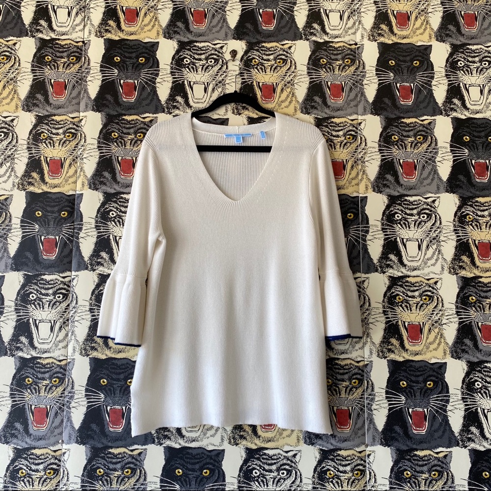 Draper James Bailey Peplum Sleeve V Sweater